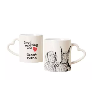 Deutsche Dogge, Ulmer Dogge, Große Dogge - Tasse mit Hund, entzückende Tasse mit herzförmigem Henkel, universelles Geschenk der Marke Art-Dog