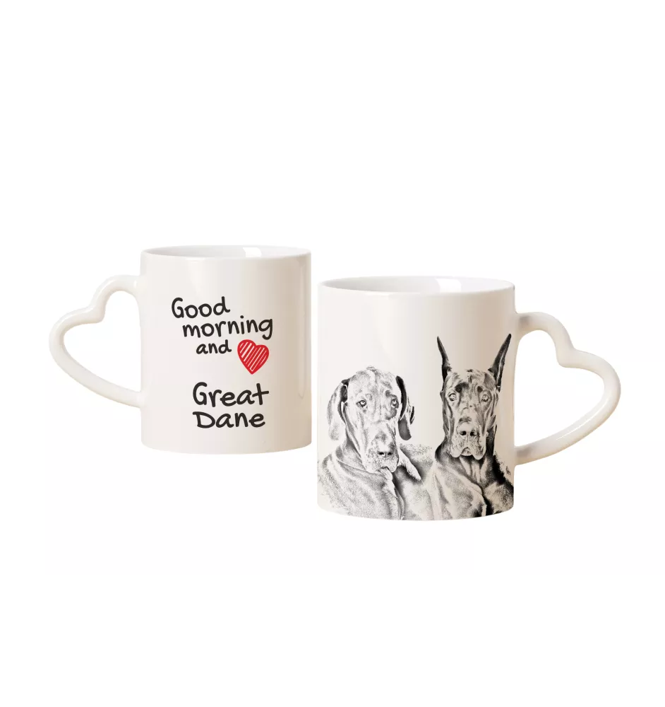 Deutsche Dogge, Ulmer Dogge, Große Dogge - Tasse mit Hund, entzückende Tasse mit herzförmigem Henkel, universelles Geschenk der Marke Art-Dog