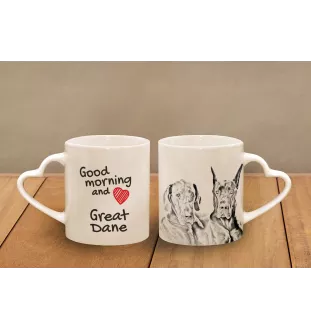 Deutsche Dogge, Ulmer Dogge, Große Dogge - Tasse mit Hund, entzückende Tasse mit herzförmigem Henkel, universelles Geschenk der Marke Art-Dog