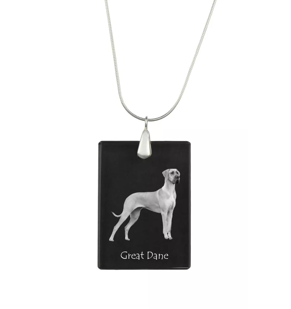 Deutsche Dogge, Ulmer Dogge, Große Dogge - Kristallanhänger mit Hund, Silberhalskette mit Foto, personalisierter Anhänger der Marke Art-Dog
