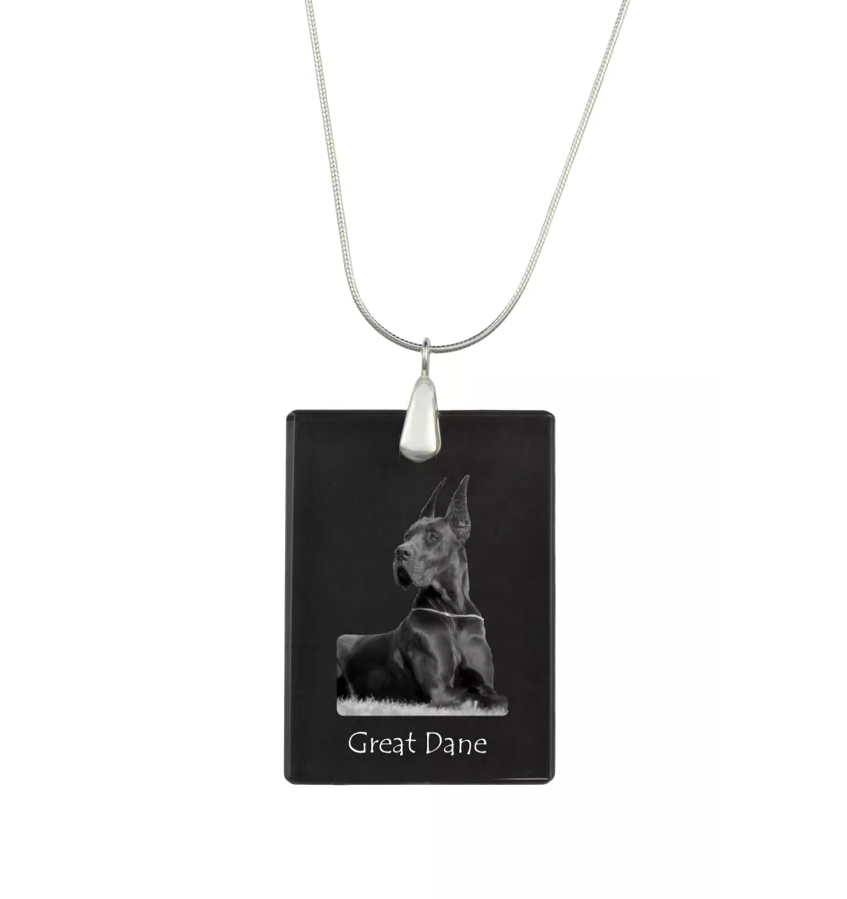 Great Dane I - Crystal pendant with dog, silver necklace with photo, personalised pendant by Art-Dog brand