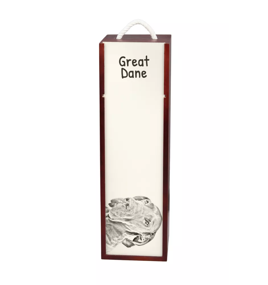 Dogue allemand, Grand danois I - boîte à vin avec chien, boîte à alcool avec graphisme, boîte cadeau personnalisée de la marque Art-Dog