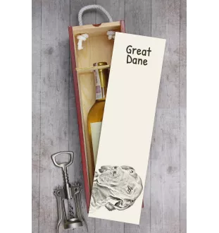Dogue allemand, Grand danois I - boîte à vin avec chien, boîte à alcool avec graphisme, boîte cadeau personnalisée de la marque Art-Dog