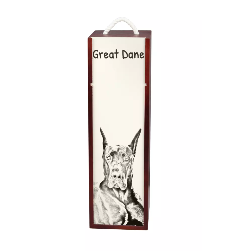 Great Dane - wine box with a dog, alcohol box with graphics, personalized gift box from the Art-Dog brand