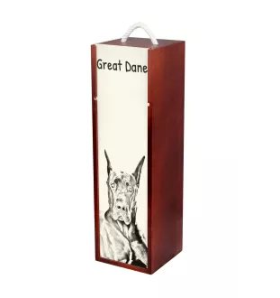Deutsche Dogge, Ulmer Dogge, Große Dogge - Weinbox mit Hund, Alkoholbox mit Grafik, personalisierte Geschenkbox der Marke Art-Dog