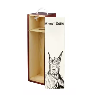 Dogue allemand, Grand danois - boîte à vin avec chien, boîte à alcool avec graphisme, boîte cadeau personnalisée de la marque Art-Dog