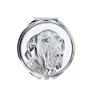 Great Dane I - Pocket mirror with a dog, personalized mirror for a purse, compact mirror with Art-Dog brand print.