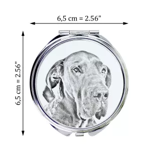 Dogue allemand, Grand danois I - miroir de poche avec chien, miroir personnalisé pour sac à main, miroir compact avec impression de la marque Art-Dog