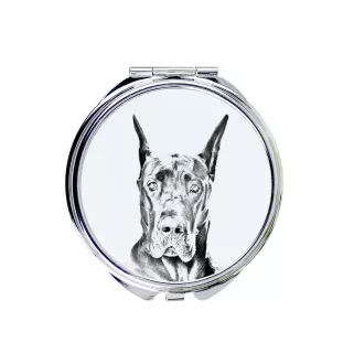 Dogue allemand, Grand danois - miroir de poche avec chien, miroir personnalisé pour sac à main, miroir compact avec impression de la marque Art-Dog
