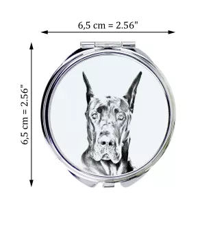 Dogue allemand, Grand danois - miroir de poche avec chien, miroir personnalisé pour sac à main, miroir compact avec impression de la marque Art-Dog