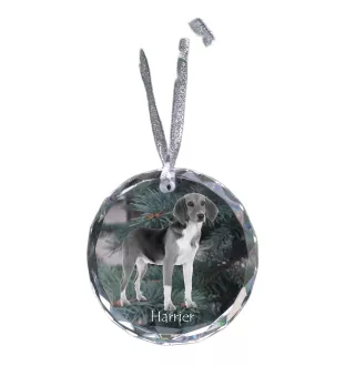 Harrier - boule de Noël en cristal avec une photo, photo de chien dans le cristal, décoration personnalisée pour sapin de Noël de la marque Art-Dog