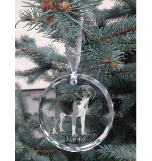 Harrier - Kristallkugel mit Foto, Hundebild im Kristall, personalisierter Christbaumschmuck von Art-Dog.