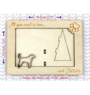 Harrier - Photo frame, engraved wooden frame, a lovely gadget for the dog lover by Art-Dog