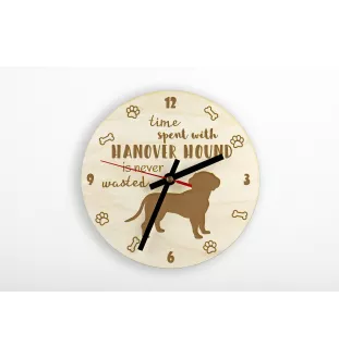 Hanoverian Hound, Hanover Hound, Hanoverian Scenthound - clock with dog, wooden clock with engraving, personalised clock by Art-Dog