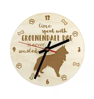 Groenendael Belgischer Schäferhund - Hundeuhr, Holzuhr, Wanduhr für Hundefreunde, Tisch- und Regaluhr, Art-Dog