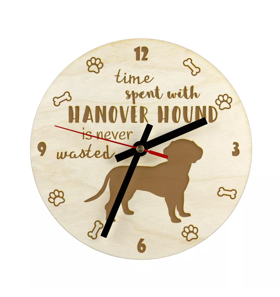 Hanoverian Hound, Hanover Hound, Hanoverian Scenthound - clock with a dog, wooden clock, wall clock for dog lovers, clock for desk and shelf, Art-Dog
