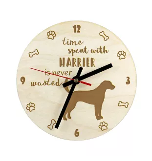 Harrier - clock with dog, wooden clock with engraving, personalised clock by Art-Dog