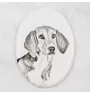 Harrier - Gedenktafel mit einem Foto eines Hundes, Grabplatte mit Druck, personalisierte ovale Platte der Marke Art-Dog