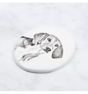 Harrier - Gedenktafel mit einem Foto eines Hundes, Grabplatte mit Druck, personalisierte ovale Platte der Marke Art-Dog