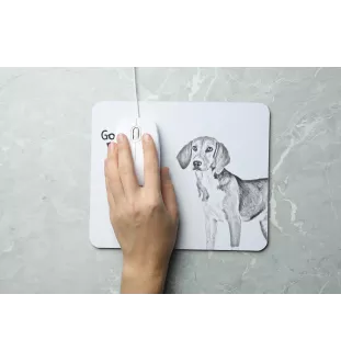 Harrier - Mauspad mit Druck, personalisiertes Mauspad mit Hund, einzigartiges Gadget für Büroangestellte von Art-Dog.