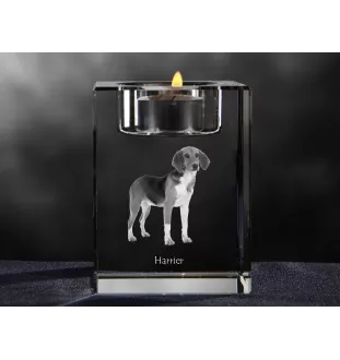 Harrier - Bougeoir avec photo de chien, porte bougie en cristal, cadeau personnalisé par la marque Art-Dog