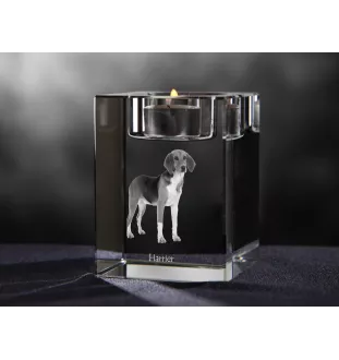 Harrier - Bougeoir avec photo de chien, porte bougie en cristal, cadeau personnalisé par la marque Art-Dog
