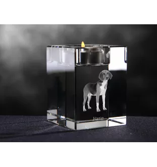 Harrier - Candle holder with dog photo, crystal tealight holder, personalised gift by Art-Dog brand
