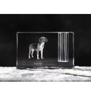 Harrier - Pen stand, crystal organiser with dog photo, unique desk decoration by Art-Dog brand