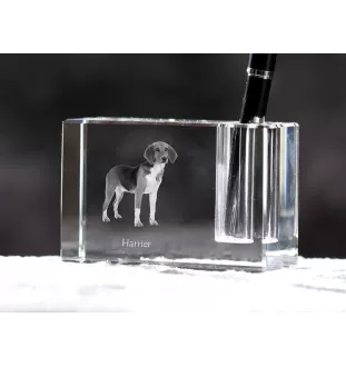 Harrier - Pen stand, crystal organiser with dog photo, unique desk decoration by Art-Dog brand