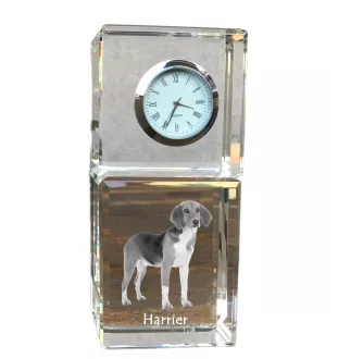 Harrier - montre en cristal avec photo, photo de chien dans un cristal, horloge de bureau personnalisée de la marque Art-Dog