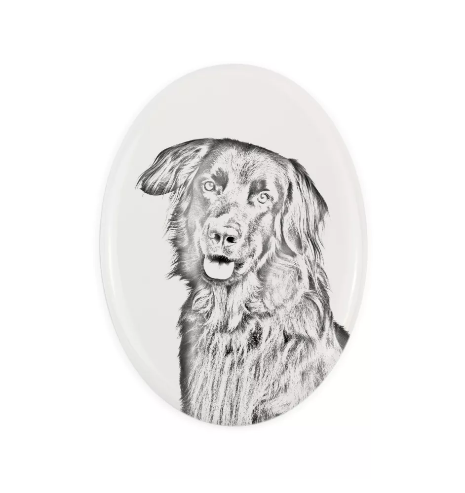 Hovawart - Gedenktafel mit einem Foto eines Hundes, Grabplatte mit Druck, personalisierte ovale Platte der Marke Art-Dog