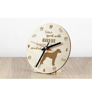 Harrier - clock with a dog, wooden clock, wall clock for dog lovers, clock for desk and shelf, Art-Dog