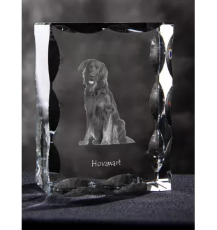Hovawart - Kristall mit einem Hundebild, Glasstatuette mit einem Bild, einzigartiger Bilderrahmen der Marke Art-Dog