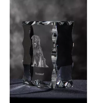 Hovawart - Kristall mit einem Hundebild, Glasstatuette mit einem Bild, einzigartiger Bilderrahmen der Marke Art-Dog