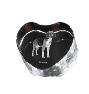 Harrier - a photo of a dog in crystal, crystal heart, unique photo frame from the Art-Dog brand