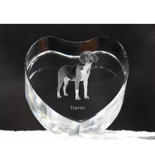 Harrier - une photo de chien dans un cristal, un cœur en cristal, un cadre photo exceptionnel de la marque Art-Dog