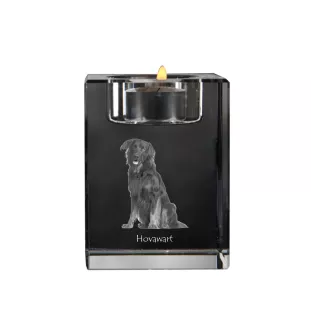 Hovawart - Bougeoir avec photo de chien, porte bougie en cristal, cadeau personnalisé par la marque Art-Dog