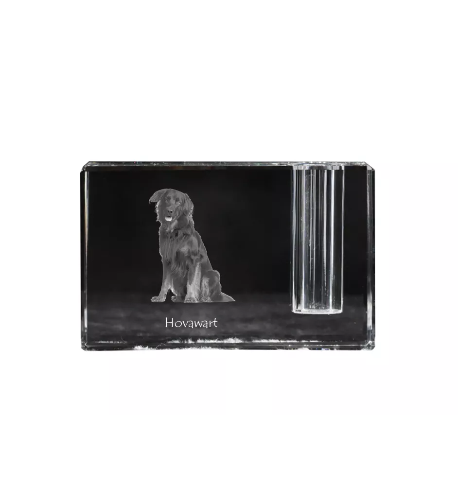 Hovawart, Hovie - Pen stand, crystal organiser with dog photo, unique desk decoration by Art-Dog brand