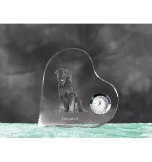 Hovawart - horloge en cristal avec une photo de chien, horloge de table en forme de cœur, horloge debout personnalisée de la marque Art-Dog