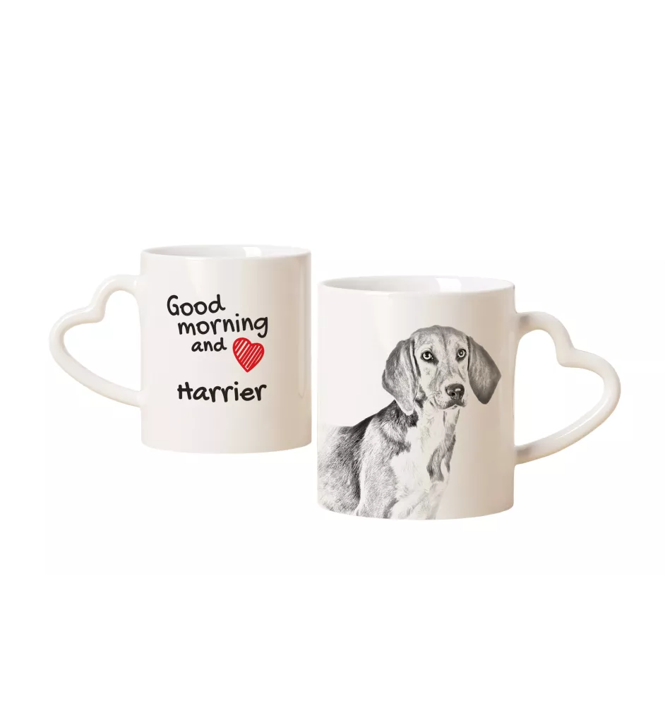 Harrier - cup with a dog, adorable cup with a heart-shaped handle, universal gift from the Art-Dog brand