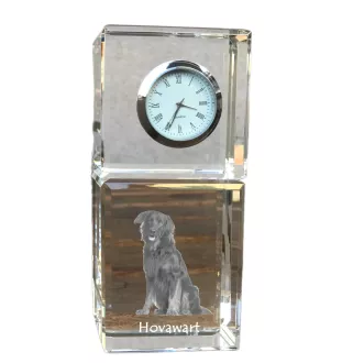 Hovawart, Hovie - crystal clock with a photo, a photo of a dog in crystal, personalized desk clock by Art-Dog brand