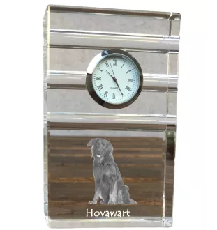 Hovawart - Glasuhr mit Foto, Foto eines Hundes im Kristall, personalisierte Tischuhr für das Büro der Marke Art-Dog