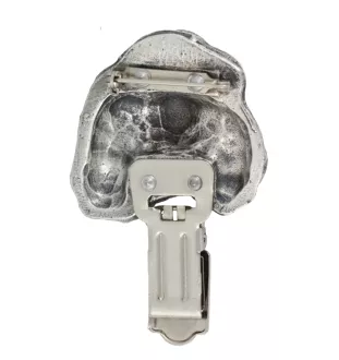 Hovawart, Hovie - brooch with a clip, holder for a start number, silver-plated dog show pin from the Art-Dog brand
