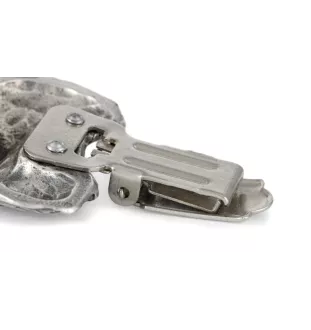 Hovawart, Hovie - brooch with a clip, holder for a start number, silver-plated dog show pin from the Art-Dog brand
