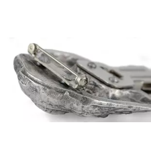Hovawart, Hovie - brooch with a clip, holder for a start number, silver-plated dog show pin from the Art-Dog brand