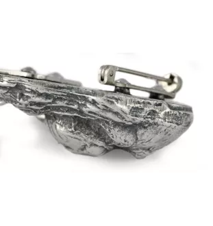 Hovawart, Hovie - brooch with a clip, holder for a start number, silver-plated dog show pin from the Art-Dog brand