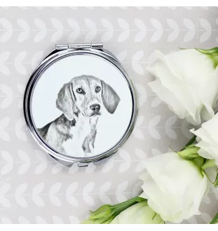 Harrier - Pocket mirror with a dog, personalized mirror for a purse, compact mirror with Art-Dog brand print.