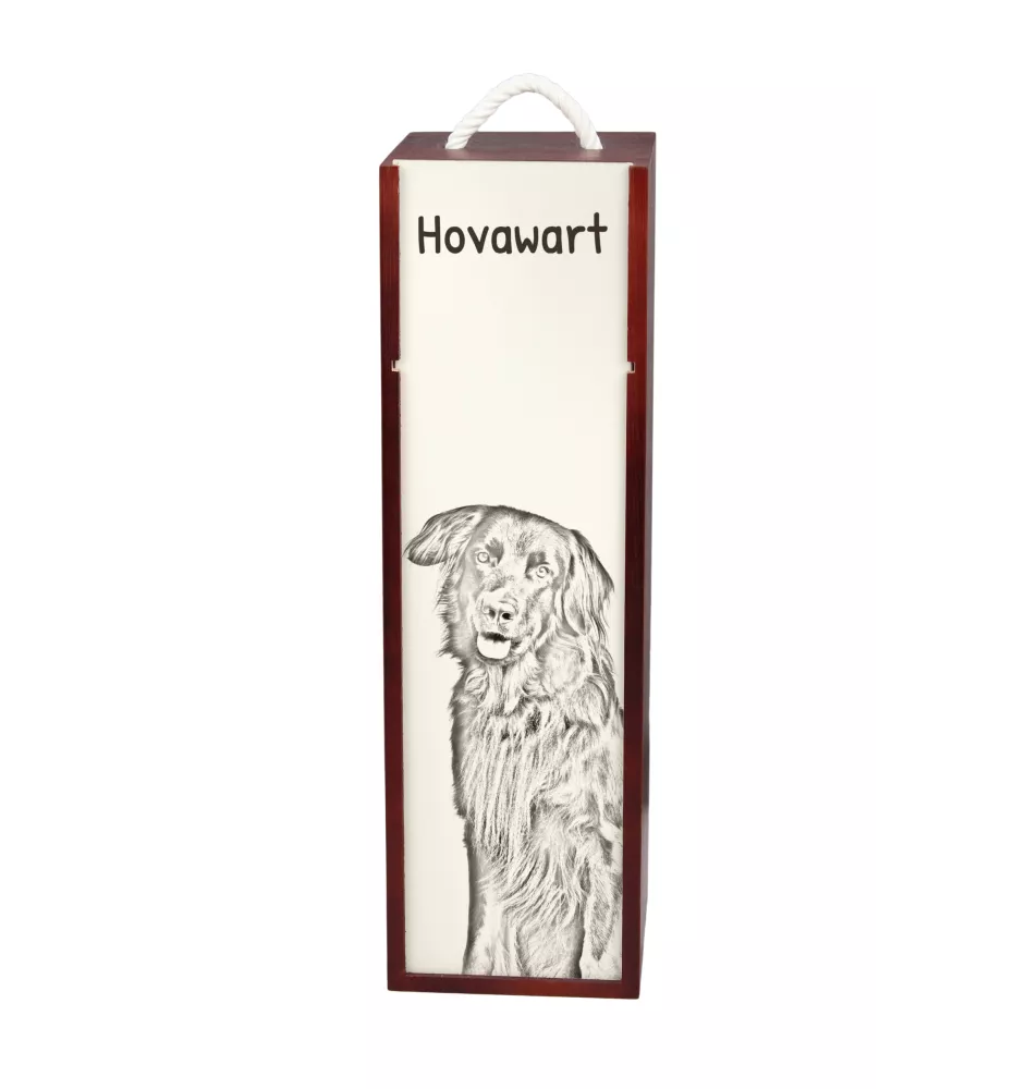 Hovawart, Hovie - wine box with a dog, alcohol box with graphics, personalized gift box from the Art-Dog brand
