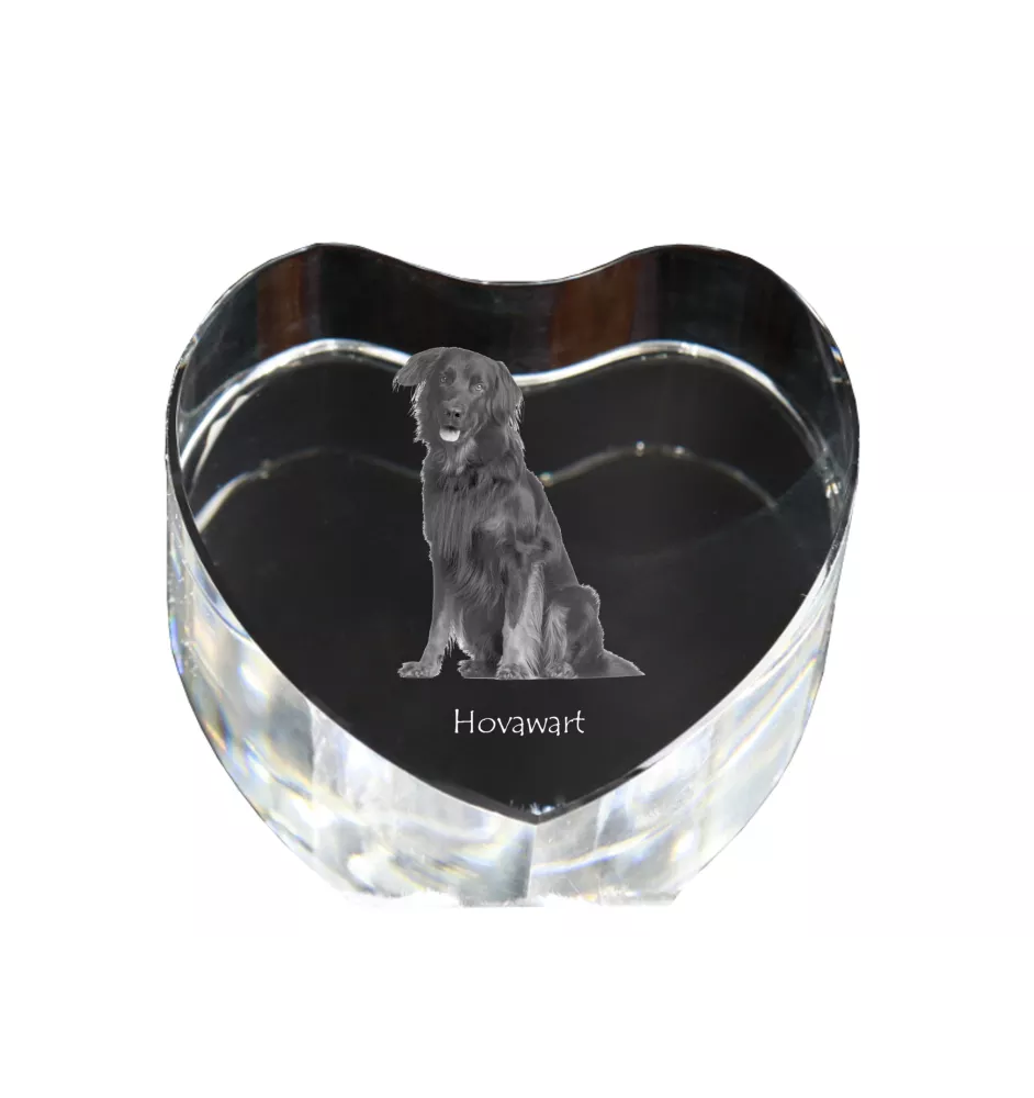 Hovawart - Hundebild im Kristall, Kristallherz, einzigartiger Bilderrahmen der Marke Art-Dog