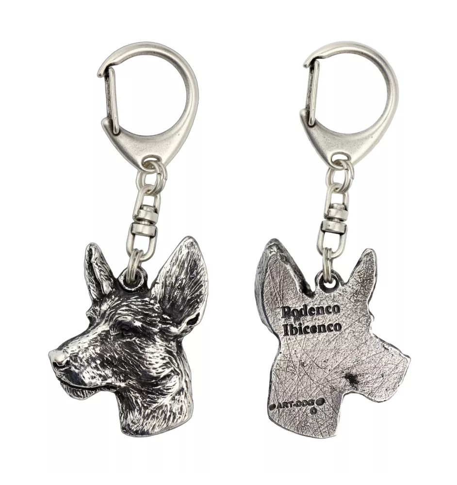 Podenco Ibicenco, Ibiza-Podenco,Ca Eivissec - Versilberter Schlüsselanhänger mit Hund, Handtaschen-Dekoration, Rucksack-Anhänger der Marke Art-Dog